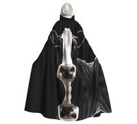WHJSSF Black White Cow Face Prints Halloween Adult Hooded Cape Cloak For Role-Playing, Stage Costumes, Parties Easy Care