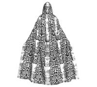 WHJSSF Black White Snake Skin Prints Hooded Cloak - Long Costume Throw, Soft Halloween Layer & Drawstring Tie