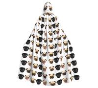 WHJSSF Black Yellow Dog Prints Hooded Cloak - Long Costume Throw, Soft Halloween Layer & Drawstring Tie