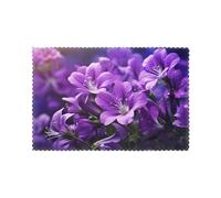 WHJSSF Blooming Purple Flowers Printing Placemats for Dining Table Set of 6 for Hotels, Homes, and Banquets as Decorative Table Decorations, Beautiful durable