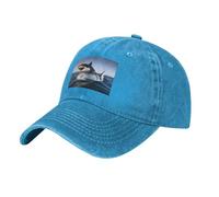 WHJSSF Blue Cowboy Baseball Cap Great White Shark Pattern Adjustable Cotton Hat Classic Curved Brim