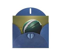 WHJSSF Blue Greeting Card American Football Ball On Grass Sports Printed Perfect for Valentine's Day, Wedding Anniversary & Party Invitations