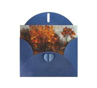 WHJSSF Blue Greeting Card Autumn Wind and Falling Leaves Prints 4x6in for Christmas, children's birthdays, Valentine's Day, wedding anniversaries, and party invitations