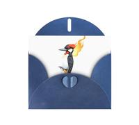 WHJSSF Blue Greeting Card Burning Woodpecker Printed Perfect for Valentine's Day, Wedding Anniversary & Party Invitations