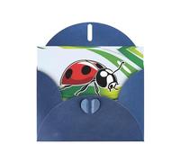 WHJSSF Blue Greeting Card Cartoon Ladybug Printed Perfect for Valentine's Day, Wedding Anniversary & Party Invitations