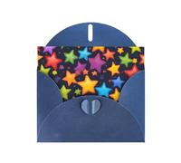 WHJSSF Blue Greeting Card Colorful Rainbow Stars Printed Perfect for Valentine's Day, Wedding Anniversary & Party Invitations