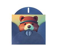 WHJSSF Blue Greeting Card Cute Beaver Prints 4x6in for Christmas, children's birthdays, Valentine's Day, wedding anniversaries, and party invitations