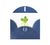 WHJSSF Blue Greeting Card Cute little bean sprouts Printed Perfect for Valentine's Day, Wedding Anniversary & Party Invitations