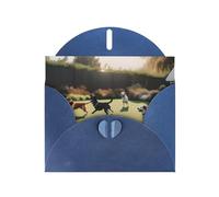 WHJSSF Blue Greeting Card Dogs playing on the lawn Prints 4x6in for Christmas, children's birthdays, Valentine's Day, wedding anniversaries, and party invitations