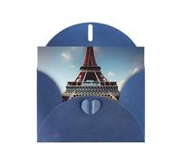 WHJSSF Blue Greeting Card Eiffel Tower Love Paris Prints 4x6in for Christmas, children's birthdays, Valentine's Day, wedding anniversaries, and party invitations