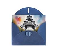 WHJSSF Blue Greeting Card Eiffel Tower Paris Painting Prints 4x6in for Christmas, children's birthdays, Valentine's Day, wedding anniversaries, and party invitations