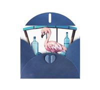 WHJSSF Blue Greeting Card Flamingo Flowers Printed Perfect for Valentine's Day, Wedding Anniversary & Party Invitations