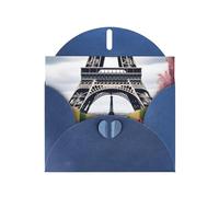 WHJSSF Blue Greeting Card Flower Paris Eiffel Tower Prints 4x6in for Christmas, children's birthdays, Valentine's Day, wedding anniversaries, and party invitations