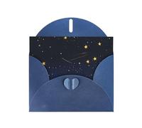 WHJSSF Blue Greeting Card Golden stars in the night sky Printed Perfect for Valentine's Day, Wedding Anniversary & Party Invitations