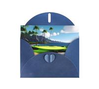 WHJSSF Blue Greeting Card Hawaii Beach Golf Course Printed Perfect for Valentine's Day, Wedding Anniversary & Party Invitations