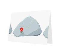 WHJSSF Blue Greeting Card Little red flower on the stone Printed Perfect for Valentine's Day, Wedding Anniversary & Party Invitations