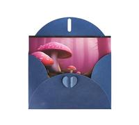 WHJSSF Blue Greeting Card Pink mushroom Printed Perfect for Valentine's Day, Wedding Anniversary & Party Invitations