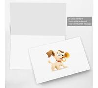 WHJSSF Blue Greeting Card Puppy blowing the horn Printed Perfect for Valentine's Day, Wedding Anniversary & Party Invitations
