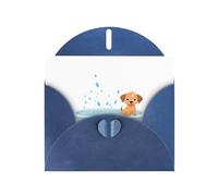 WHJSSF Blue Greeting Card Puppy taking a bath Printed Perfect for Valentine's Day, Wedding Anniversary & Party Invitations