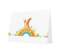 WHJSSF Blue Greeting Card Squirrel on the alphabet rainbow Printed Perfect for Valentine's Day, Wedding Anniversary & Party Invitations
