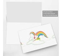 WHJSSF Blue Greeting Card Three little white snakes under the rainbow Printed Perfect for Valentine's Day, Wedding Anniversary & Party Invitations