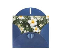 WHJSSF Blue Greeting Card White Hawaii Flower Printed Perfect for Valentine's Day, Wedding Anniversary & Party Invitations