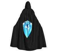 WHJSSF Blue ice diamond Printing Halloween Adult Hooded Cape Cloak - Super Large Hooded Cloak No Zipper
