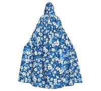WHJSSF Blue Mini Flower Swirl Prints Halloween Adult Hooded Cloak is a super large, comfortable, and durable cloak