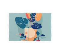 WHJSSF Blue Orange Turtleback Bamboo Pattern Placemats for Dining Table Set of 6 Thick and Sturdy Design for Excellent Wear Resistance, Good Wrinkle Resistance