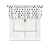 WHJSSF Blue Polka Dot Pattern Prints Curtain Valance 54x18in - Peach Skin Kitchen Window Cover, Filtered Light & Easy Rod Pocket Layer