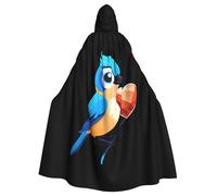 WHJSSF Blue Sparrow Making A Heart Prints Halloween Adult Hooded Cape Cloak For Role-Playing, Stage Costumes, Parties Easy Care
