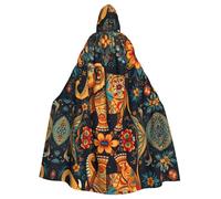 WHJSSF Bohemian Elephant Pattern Prints Halloween Adult Hooded Cloak is a super large, comfortable, and durable cloak