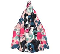 WHJSSF Border Collie Florals Prints Halloween Adult Hooded Cloak is a super large, comfortable, and durable cloak