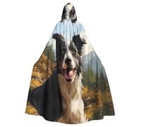 WHJSSF Border Collie Prints Halloween Adult Hooded Cape Cloak For Role-Playing, Stage Costumes, Parties Easy Care