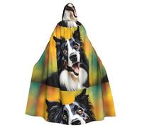 WHJSSF Border Collie Prints Halloween Adult Hooded Cloak is a super large, comfortable, and durable cloak