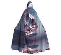 WHJSSF Brilliant Crystal Stone Printing Halloween Adult Hooded Cape Super Large Hooded Cloak