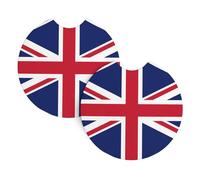 WHJSSF British flag Prints Car Cup Coasters 2-Pack - Durable Neoprene Throw for Spill-Proof Protection & a Stylish Interior - Fits Most Vehicles