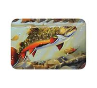 WHJSSF Brook Trout Fly Fishing Prints Hem Mat 40x60 - High-grade Polyester Bath Rug, Durable Throw Cover for Bathroom Vanity & Guest Suites