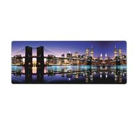 WHJSSF Brooklyn Bridge at night Mouse Pad 12x31.5in Large Desk Mat for Gaming & Work