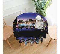 WHJSSF Brooklyn Bridge at night Prints Round Decorative Tablecloth 60in - Elevate Your Dining Experience with High-Grade Polyester Table Throw
