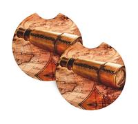 WHJSSF Brown Antique Prints Car Cup Coasters 2-Pack - Durable Neoprene Throw for a Spotless Ride - Protects Against Spills & Fits Most Vehicles