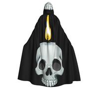 WHJSSF Burning skull candle Printing Halloween Adult Hooded Cape Cloak - Super Large Hooded Cloak No Zipper
