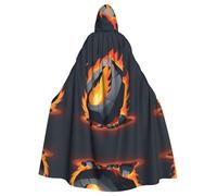 WHJSSF Burning Stone Picture Halloween Adult Hooded Cloak is a super large, comfortable, and durable cloak