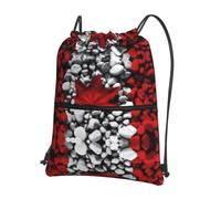 WHJSSF Canada Flag Wallpapers Prints Drawstring Zipper Backpack - Lightweight Foldable Gym Bag, Travel Duffel with Front Pocket & Interior Organizer