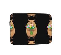 WHJSSF Capybara Holding a Bouquet Prints Portable Laptop Sleeve 17 inch for Business Travel, School, Office, Daily Use