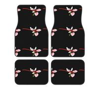 WHJSSF Car Foot Mat Four-Piece Set - Easy to Clean Smooth Surface | Non-Slip Bottom, 2 Front Mats, Interior Protection Red Dragonfly On Morning Glory Prints