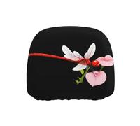 WHJSSF Car Headrest Cover 1 Pcs - Soft Polyester Spandex, Breathable | Highly Elastic, Protector for Cars Vans Trucks, Easy Install, Universal Fit Red Dragonfly On Morning Glory Prints