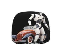 WHJSSF Car Headrest Cover 1 Pcs - Soft Polyester Spandex, Breathable | Highly Elastic, Protector for Cars Vans Trucks, Easy Install, Universal Fit Robot Getting Off The Car Prints