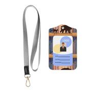 WHJSSF Card Badge Leather Holder - Durable Name Tag Throw with Neck | Lanyard for Professionals bear and fox pattern Pattern