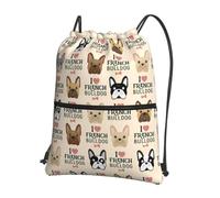 WHJSSF Cartoon dog head Prints Drawstring Zipper Backpack - Lightweight Foldable Gym Bag, Travel Duffel with Front Pocket & Interior Organizer